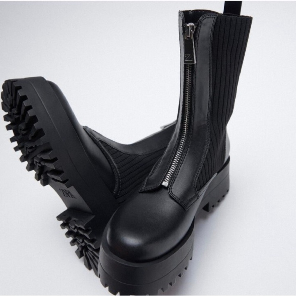 Zara Zip Platform Combat Boots